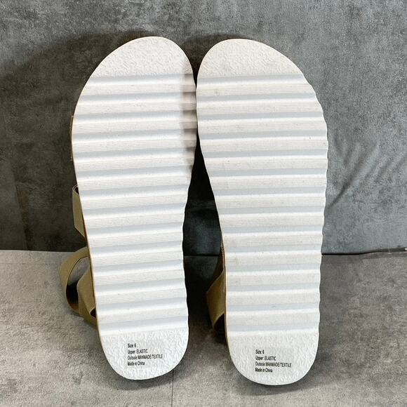 OLIVIA MILLER Women's Tan Nicola Round-Toe Stretchy Straps Slip-On Flat Sandals - Picture 7 of 10